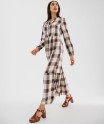 Robe chemise longue en viscose à carreaux femme
